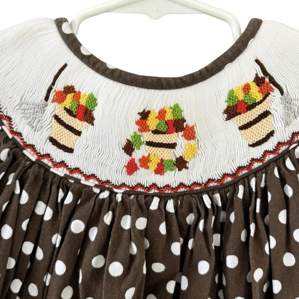 Molly Pop Little Girl's Smocked Embroidered Autumn‎ Theme A Line Dress Size 4